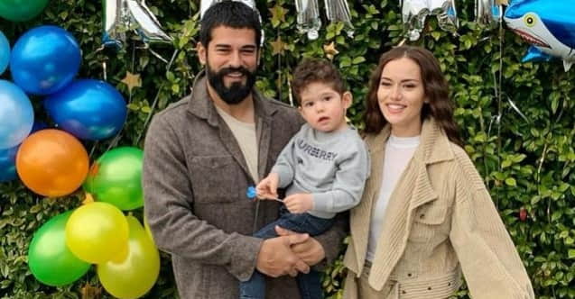 Burak Özçivit and Fahriye Evcen with their son Karan