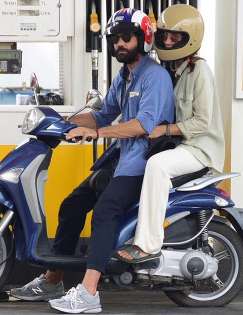 Kaan Urgancıoğlu with Burcu Denizer in motorcycle