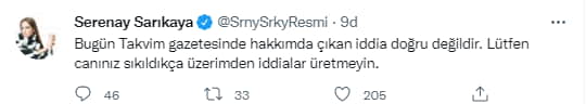 Serenay Sarıkaya statement on Burak Deniz